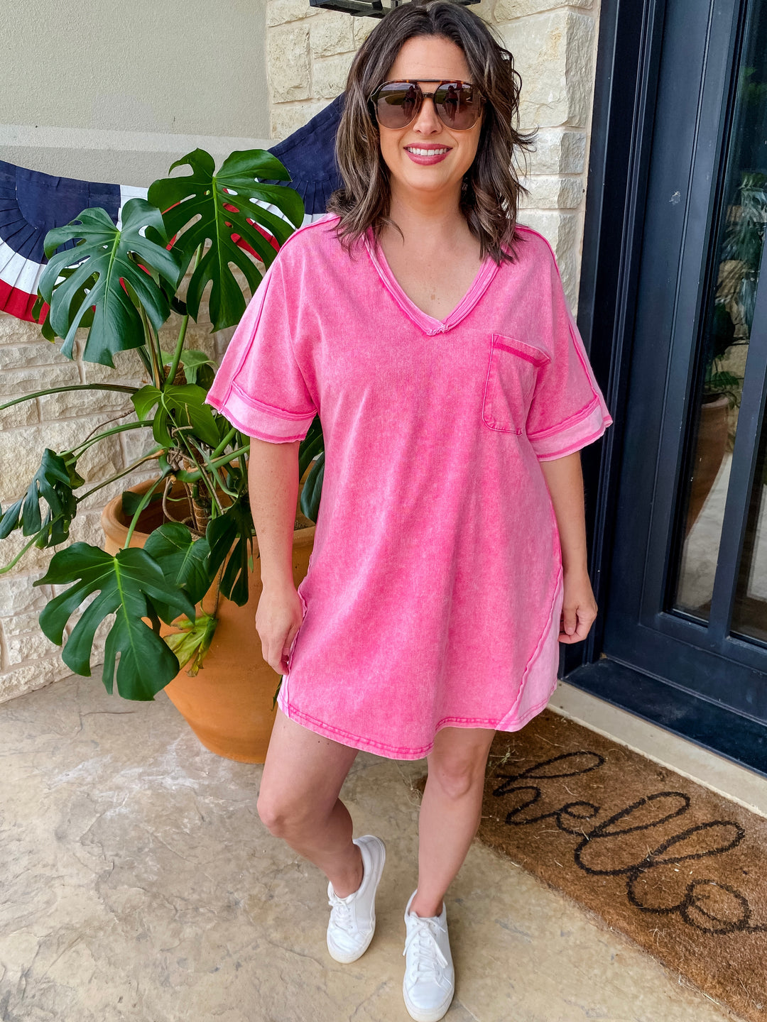 Pink Washed T-Shirt Dress by Very J