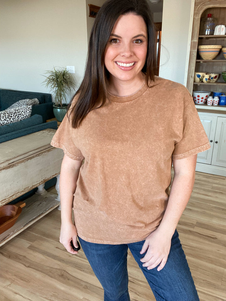 Brown Mineral Washed Tee by j.Her