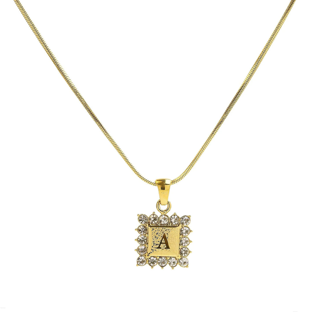 Square Gold Filled Initial Necklace by Savvy Bling