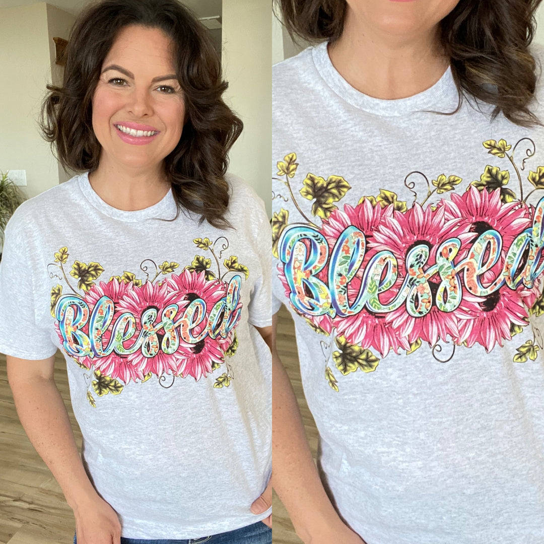 "Blessed" Floral Tee