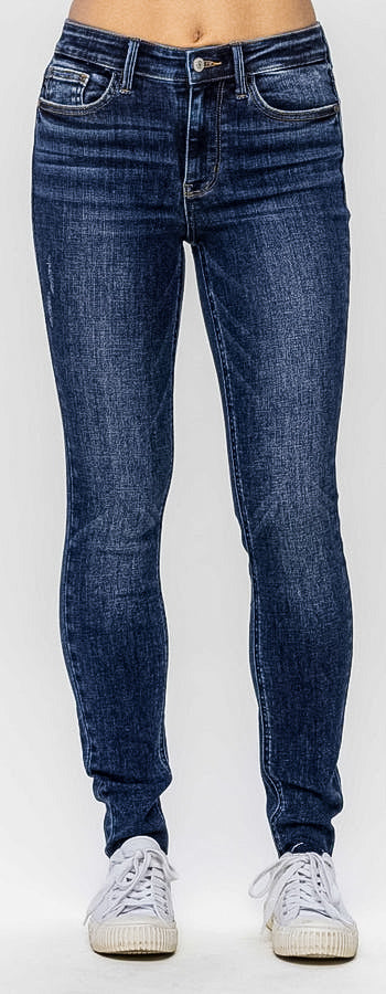 Reg/Plus 82527 Mid Rise Vintage Raw Hem Jeans by Judy Blue