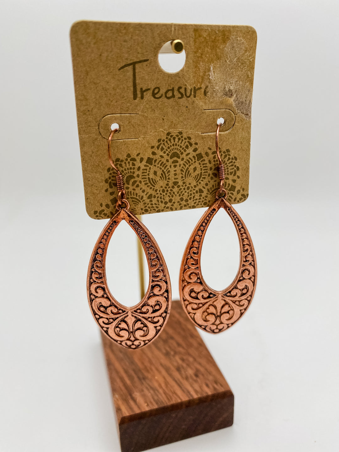 CO Engraved Teardrop Earrings