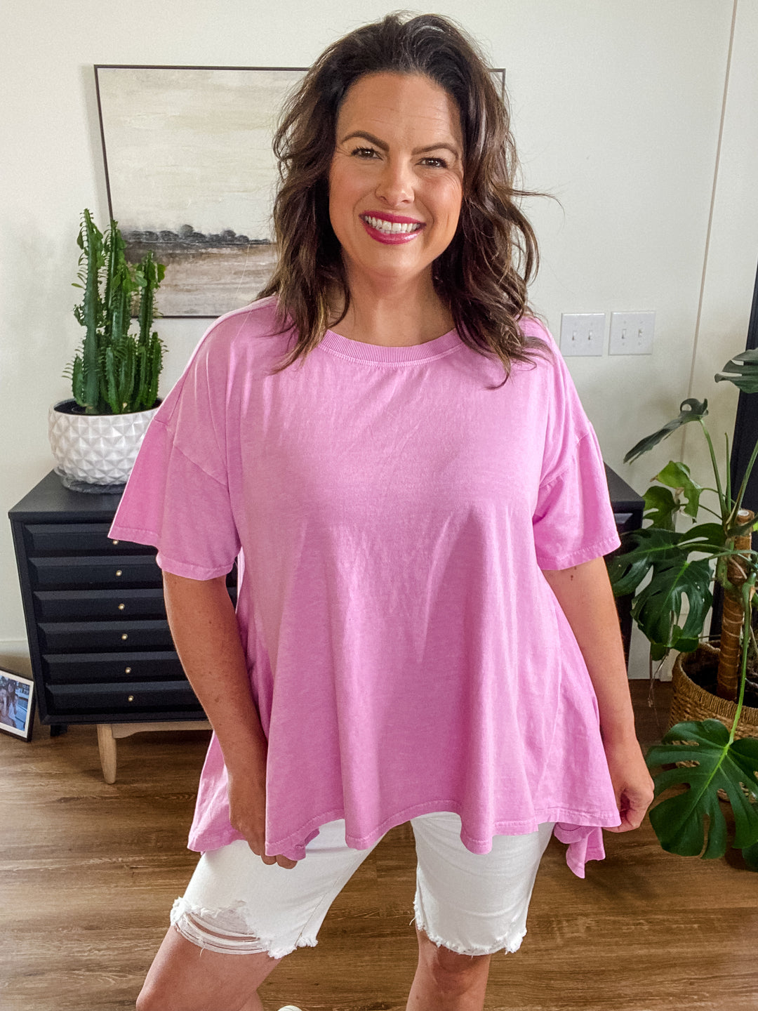 Cotton Candy Sharkbite Jersey Knit Top by Easel