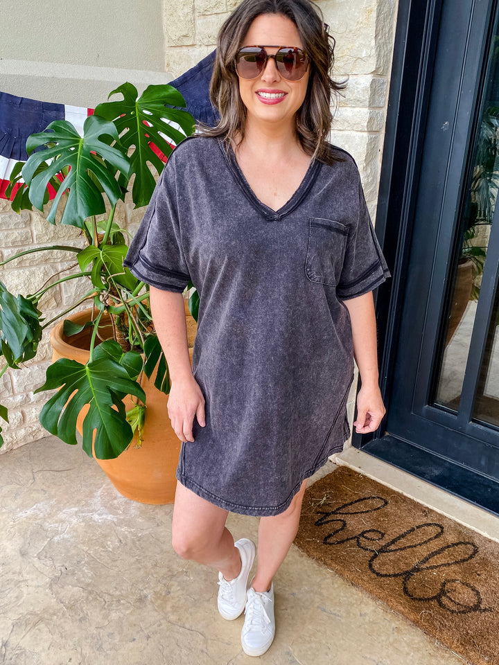 Black Washed T-Shirt Dress by Very J