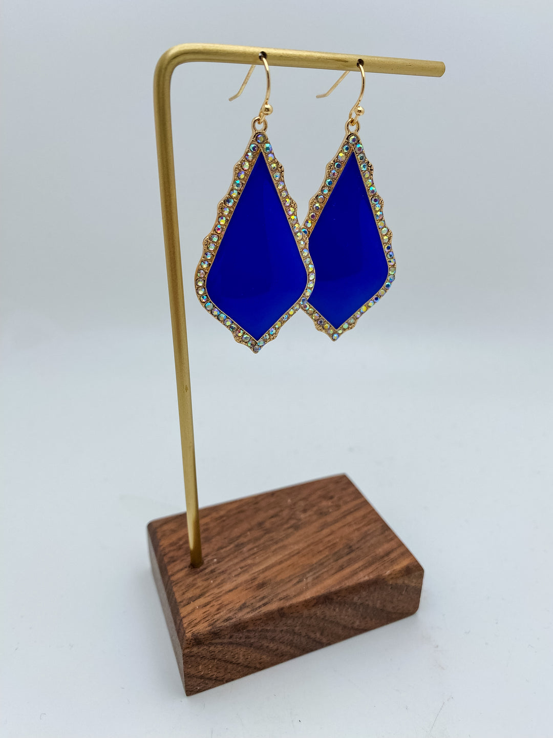 Blue Rhinestone Chandelier Drop Earrings