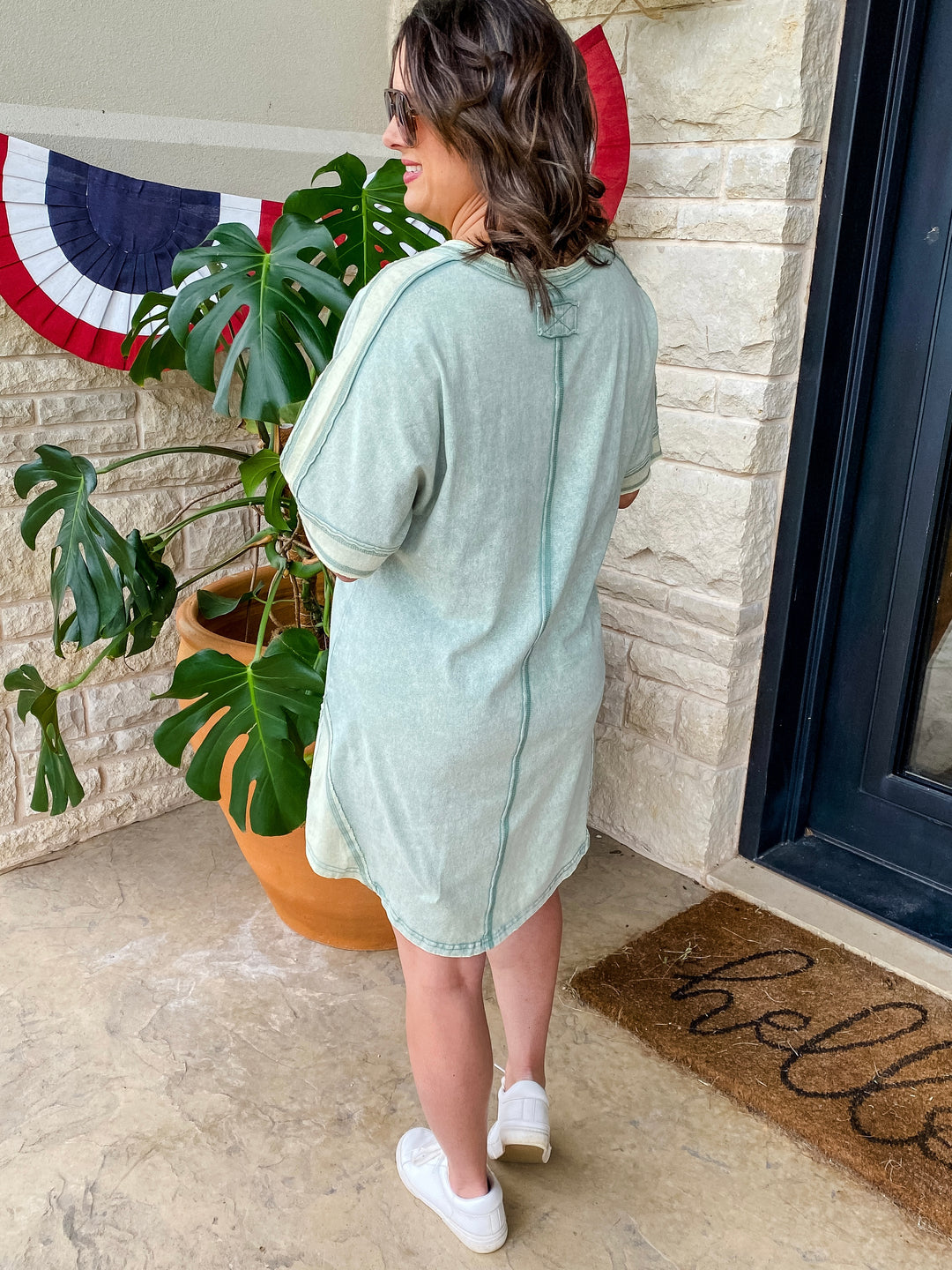Sage Washed T-Shirt Dress by Very J--Final Sale