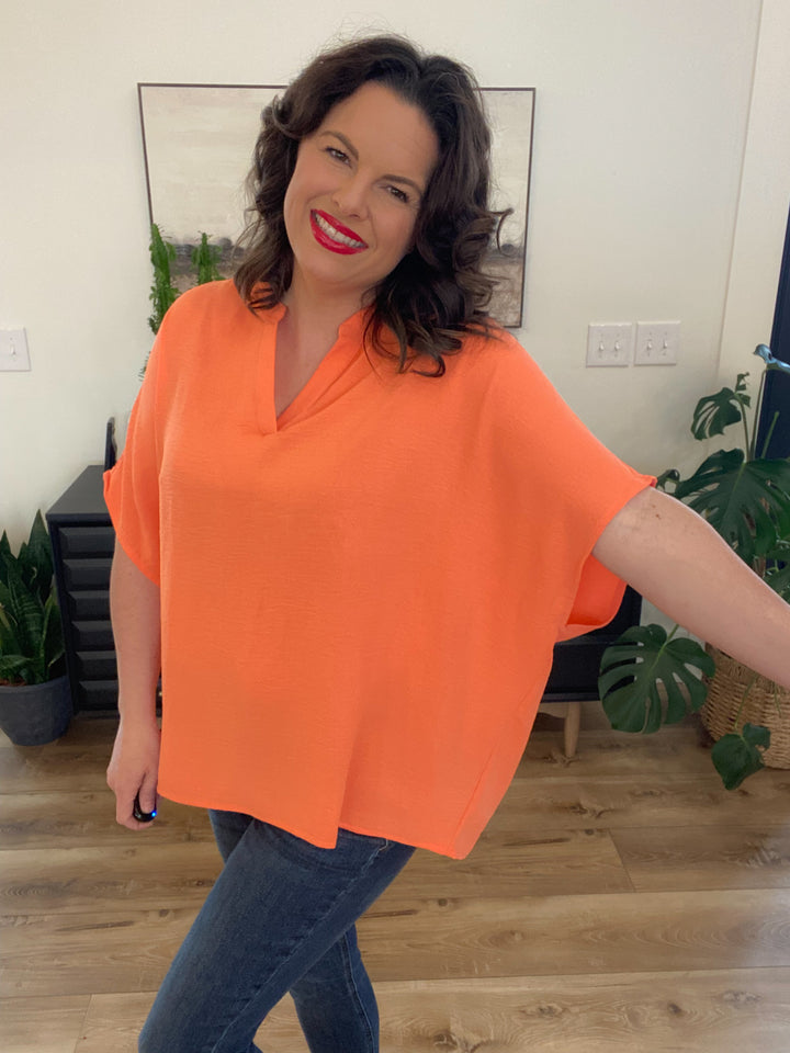 Reg/Plus Persimmon Oversized Boxy Top by Andree