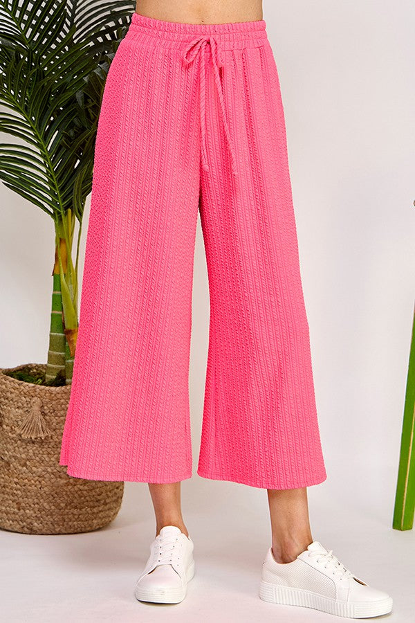 Reg/Plus Hot Pink Wide Leg Cable Knit Pants by Blumin--Final Sale
