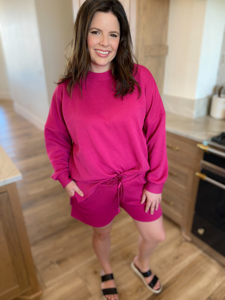 Magenta Textured Long Sleeve/Short Set by Beeson River