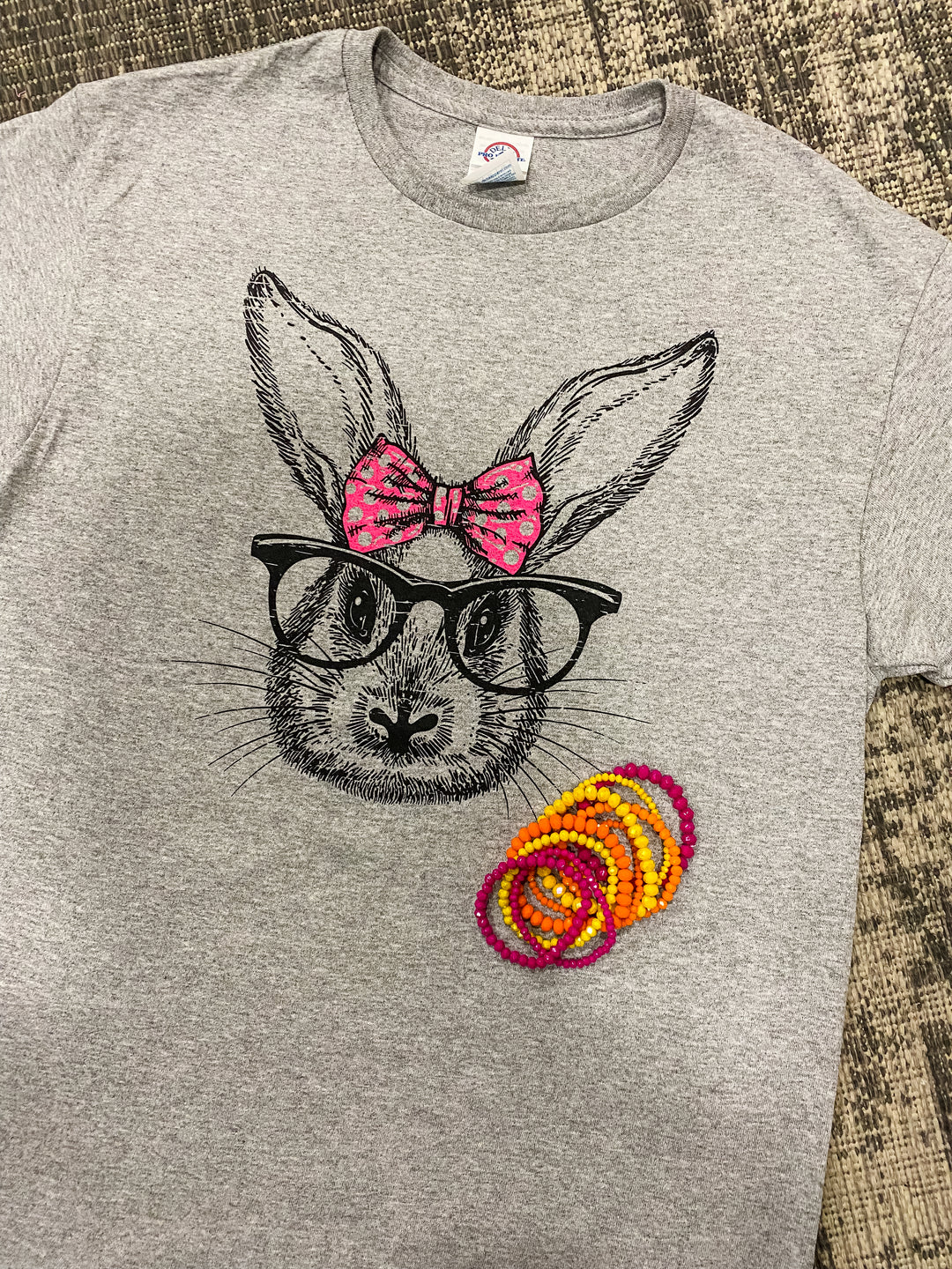 S-2X Grey- Bunny with Pink Bow
