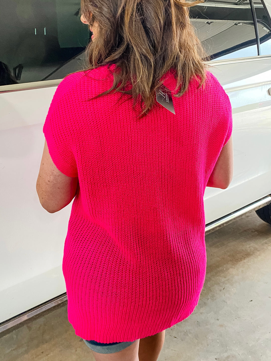 Reg/Plus Hot Pink Ribbed Sweater Top by Haptics