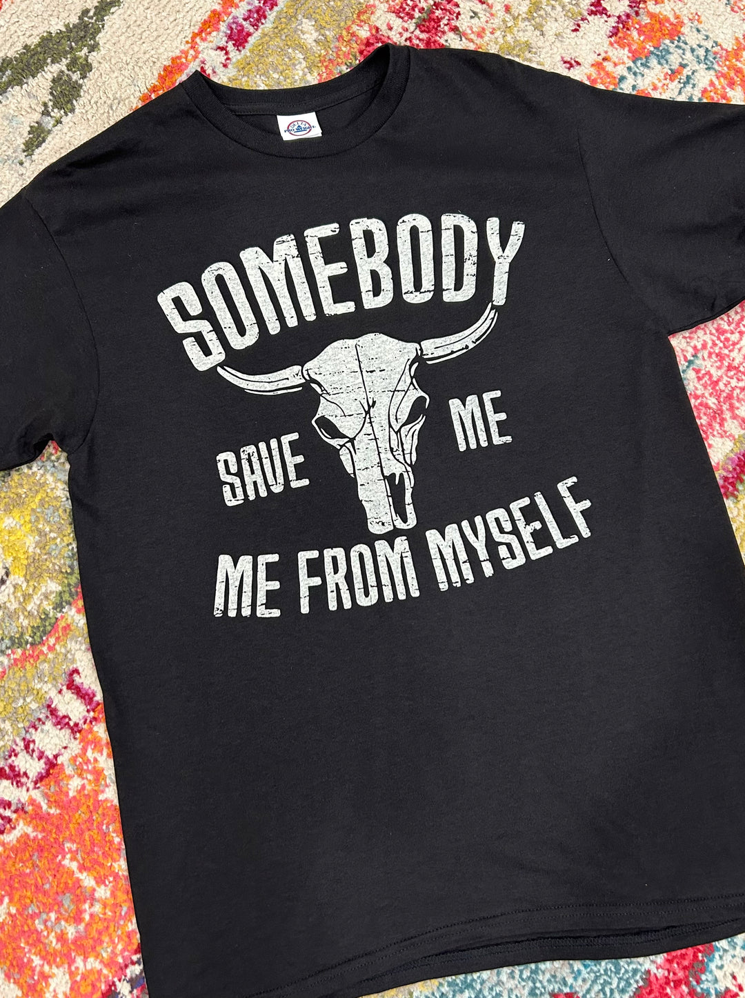 Black "Somebody Save Me From Myself" Tee