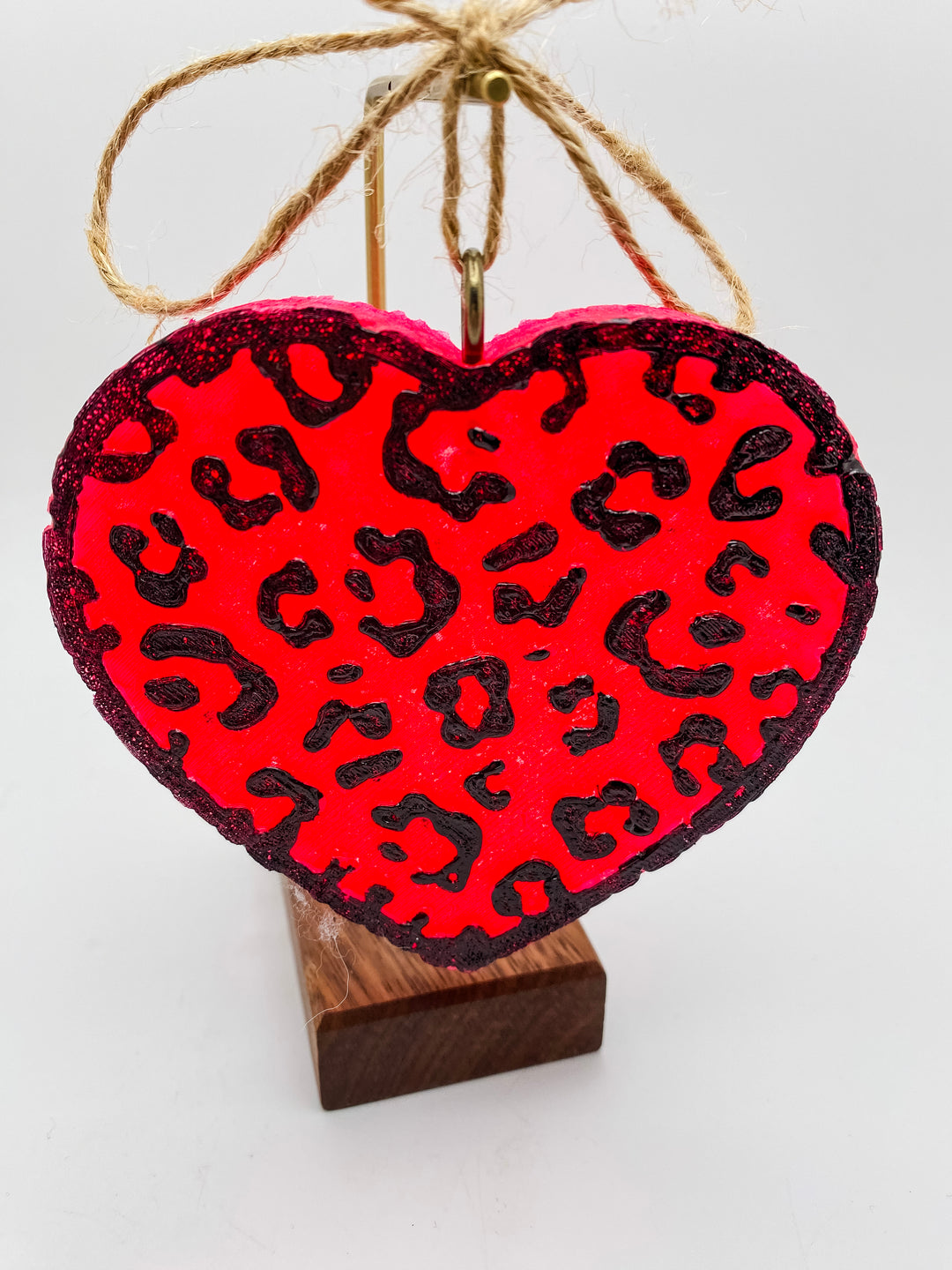 Dysart- Red Animal Print Heart--Leather