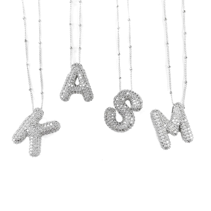 Sterling Silver Saavy Bling Initial Necklace
